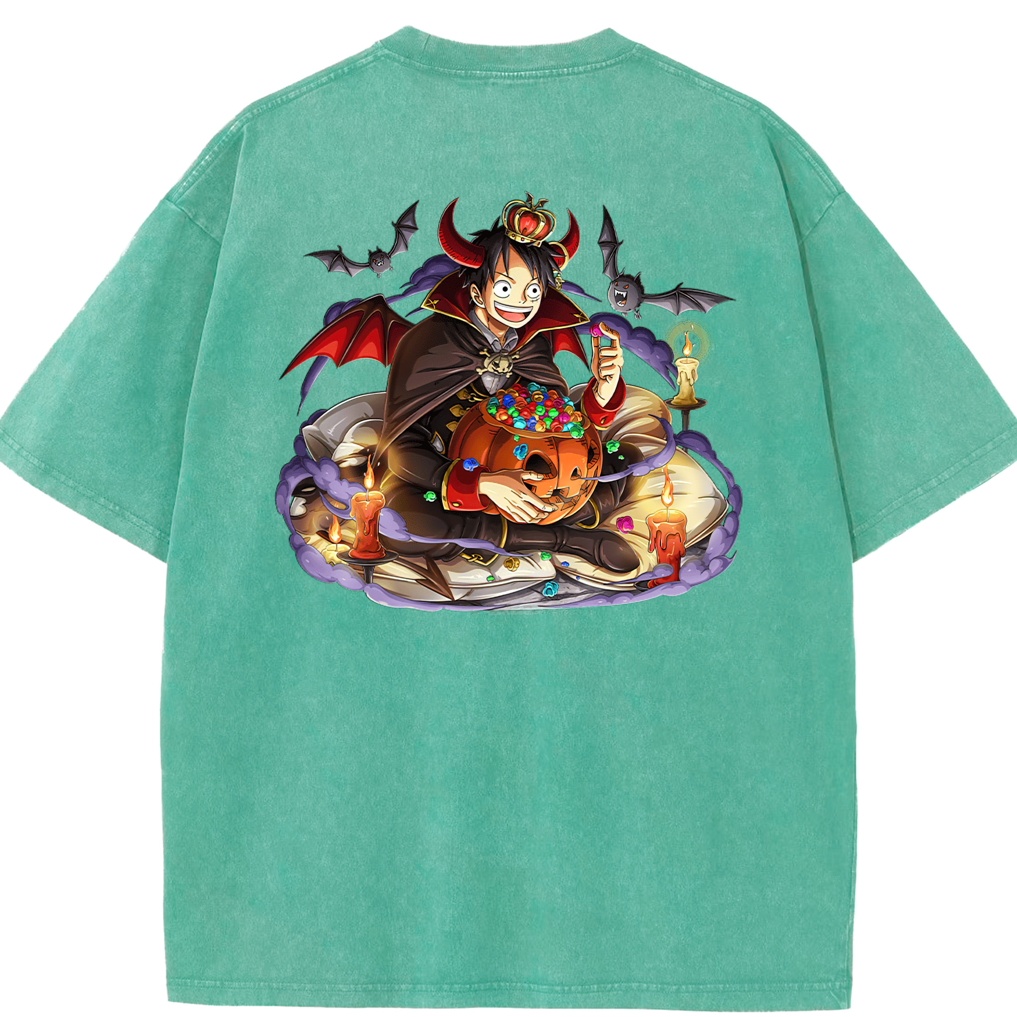 ワンピース モンキー・D・ルフィ ONE PIECE Monkey D. Luffy 綿100% ヴィンテージ風 半袖Tシャツ（背面プリント）